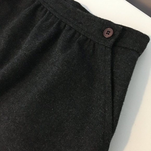 Vintage 80s 90s Dark Grey Business Skirt, Retro Button Waist Casual Office Skirt - Picture 12 of 12